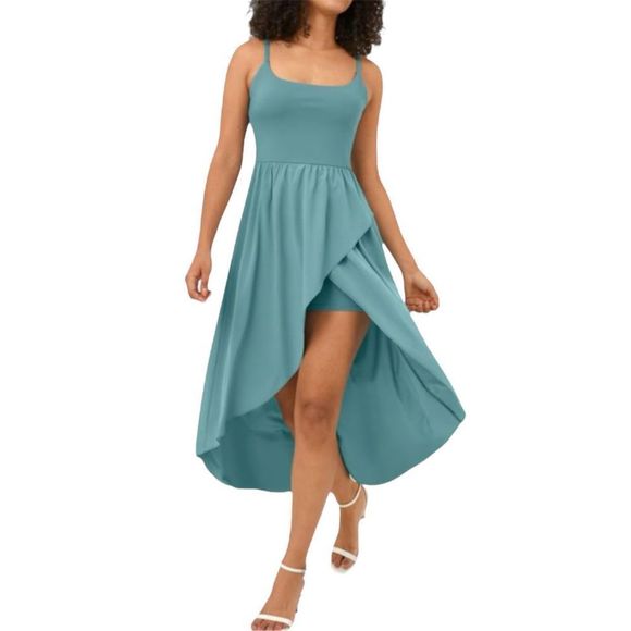 Halara Dresses & Skirts - Halara Breezeful Backless High Low 2-Piece Side Pocket Flowy Midi Quick Dry Casu